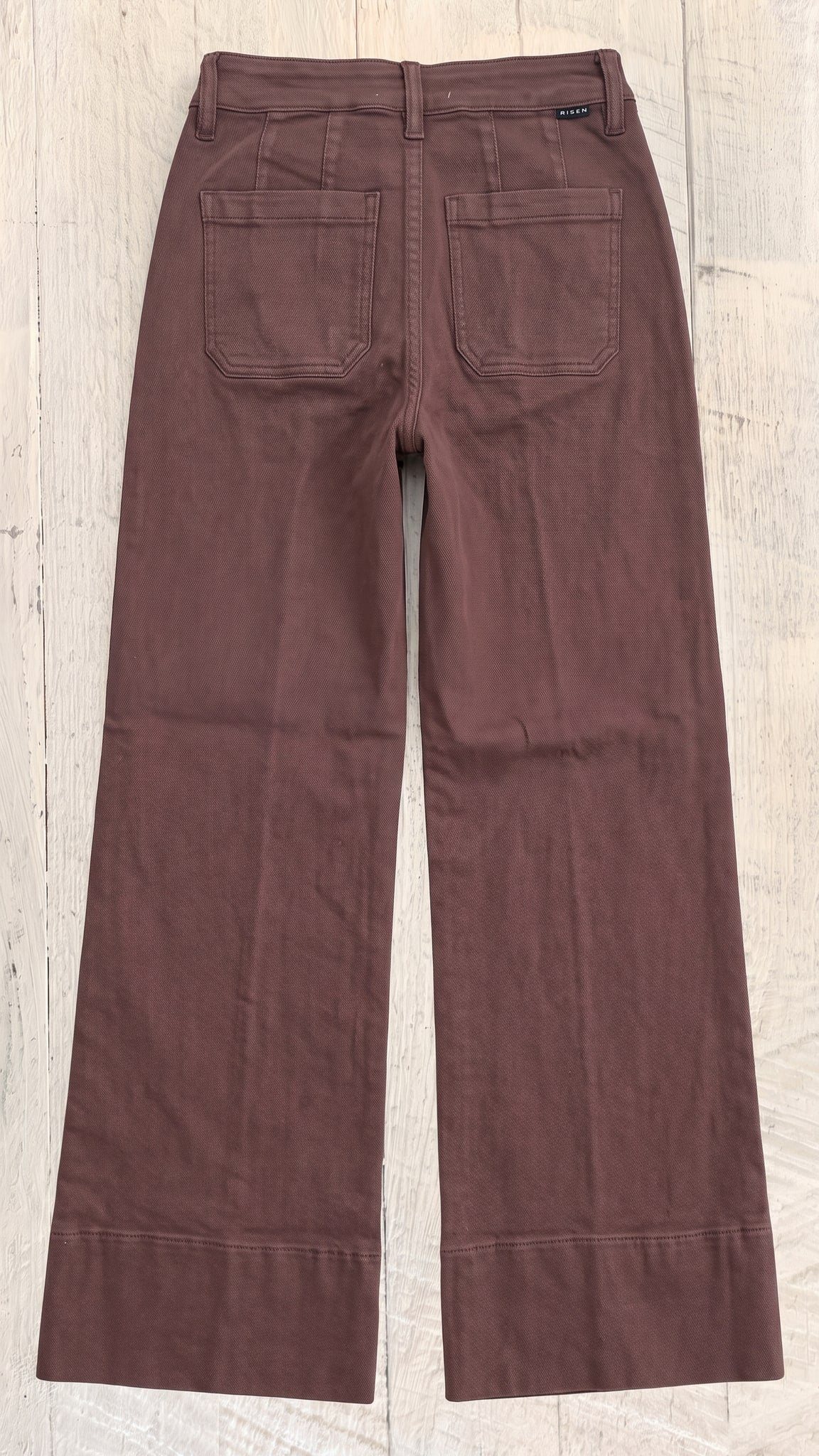 Risen Tummy Control Mid Rise Wide Leg Wide Hem Pants — Back view