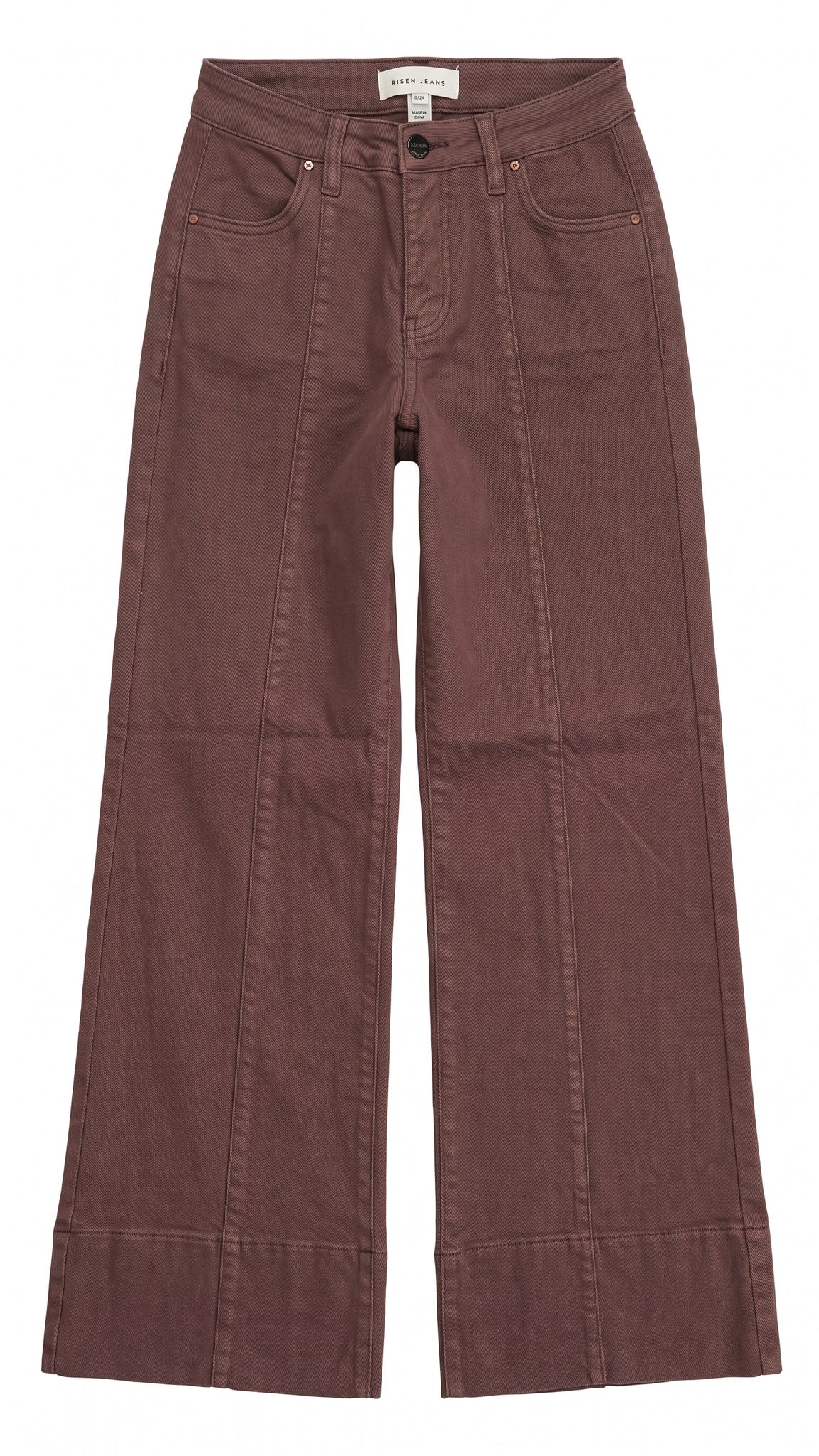 Risen Tummy Control Mid Rise Wide Leg Wide Hem Pants — Front view
