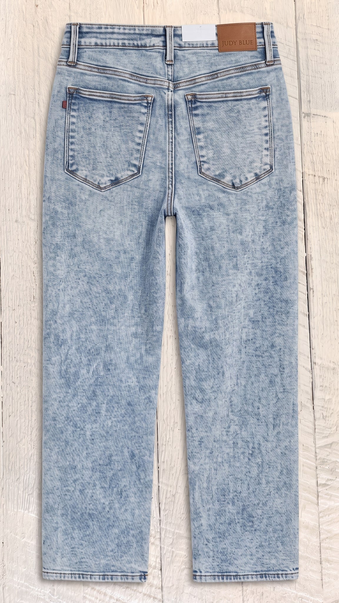 High Waist Stone Wash Straight Fit — Back view
