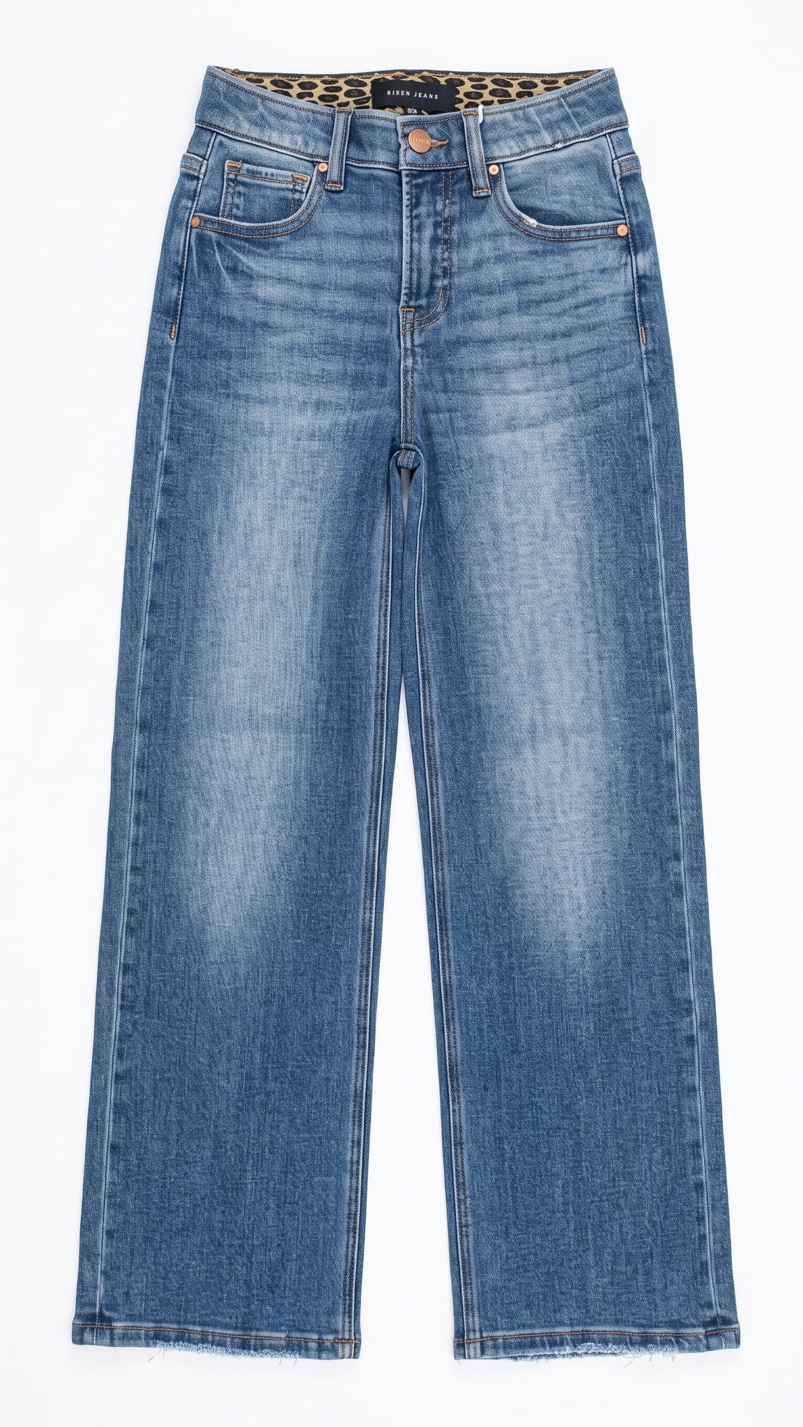 Risen Mid Rise Crop Wide Jeans | Dark — Front view
