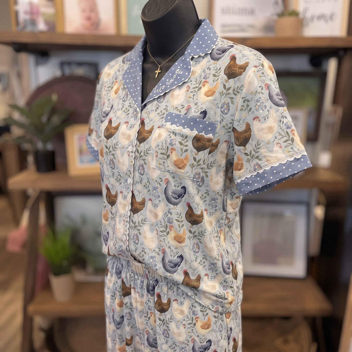 Farm Girl Luxe PJ Set | Free Range — Angled view on mannequin