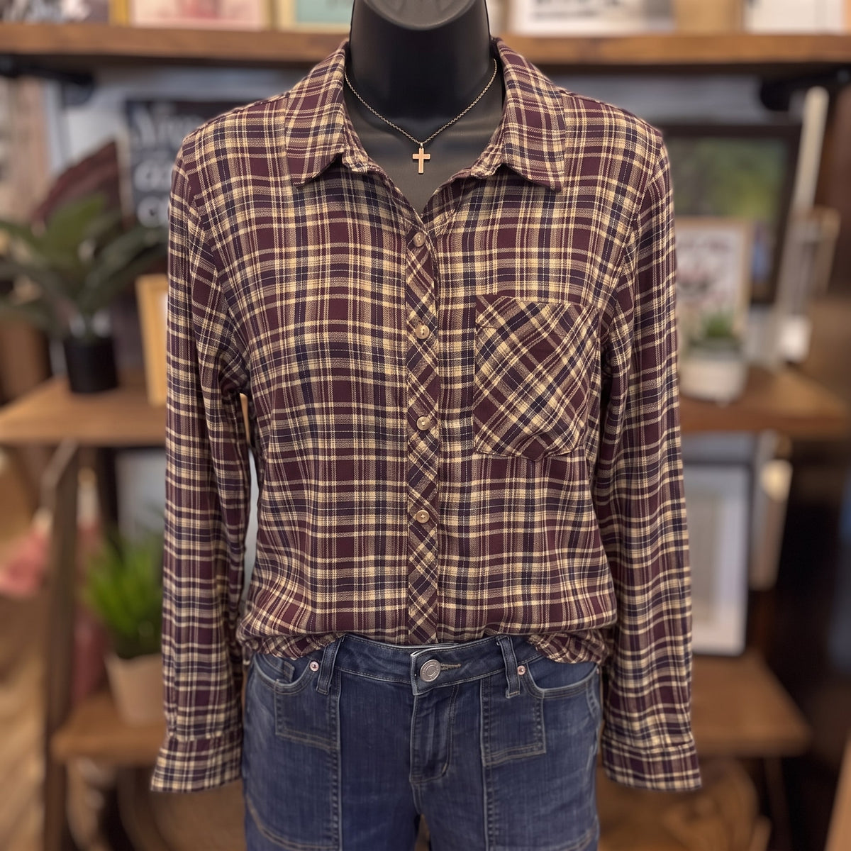 Be Cool Plaid Flannel Shirt | Plum — Front view
