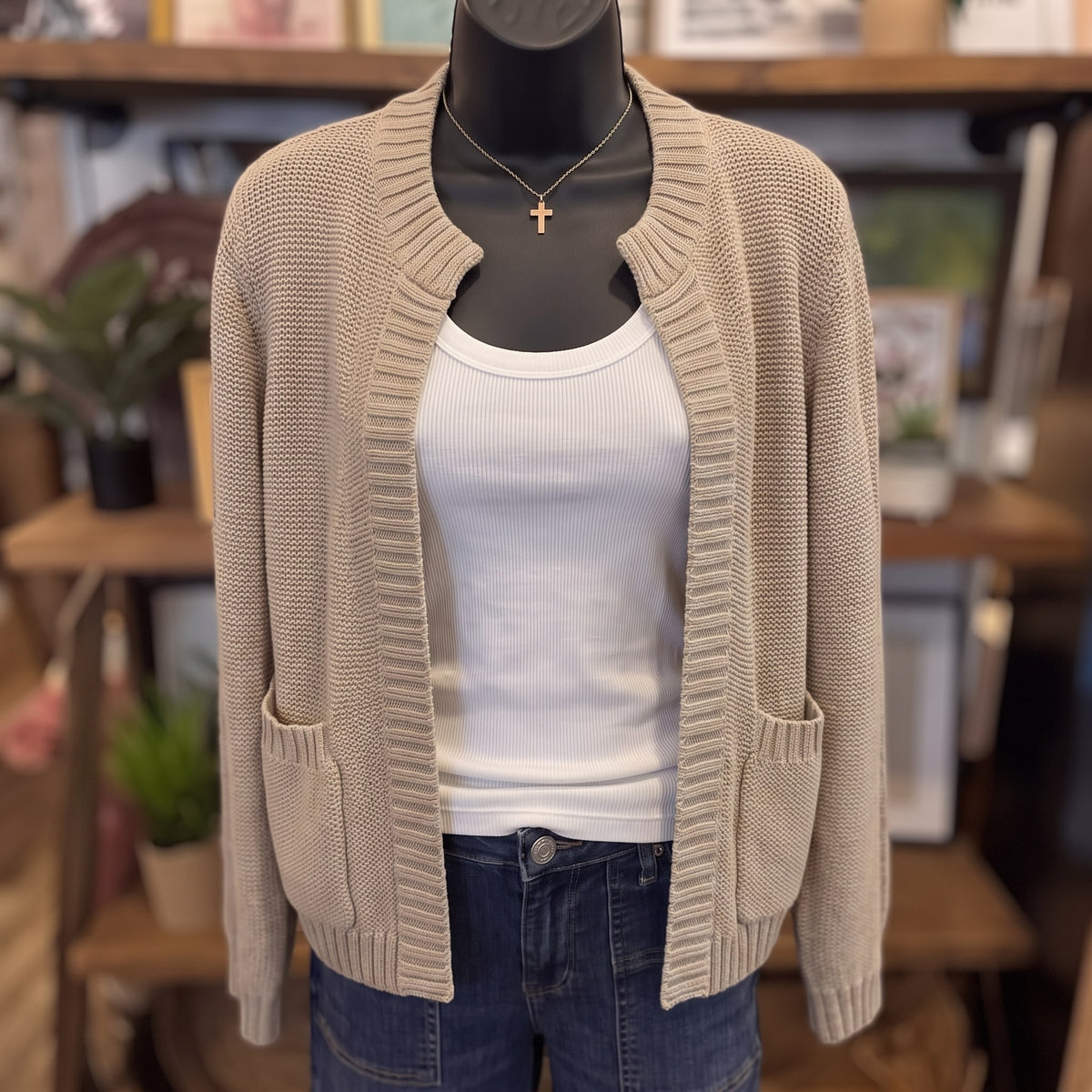 Be Cool Knit Cardigan | Stone — Front view