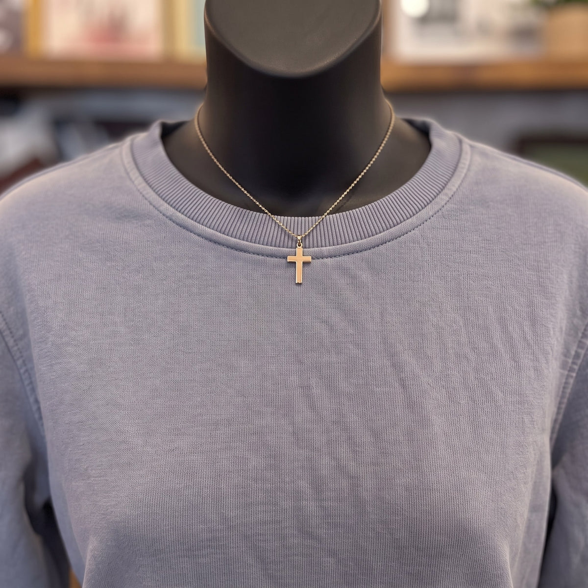 Be Cool Everyday Essential Lightweight Crewneck Top | Retro Blue — Detail close-up