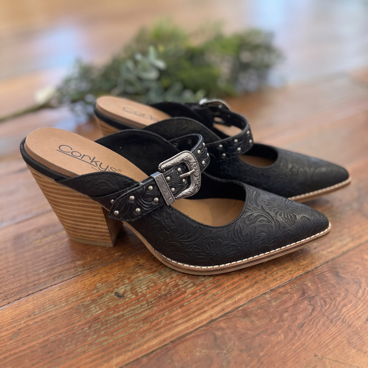 For The Girls Heeled Mule | Black — Front view