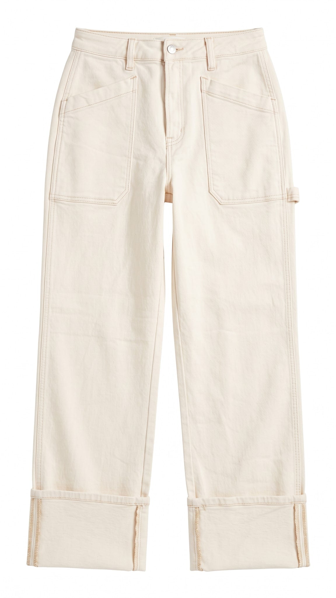 Risen High Rise Straight Turn Up Cuffed Patch Pocket Detail Pants — Front view