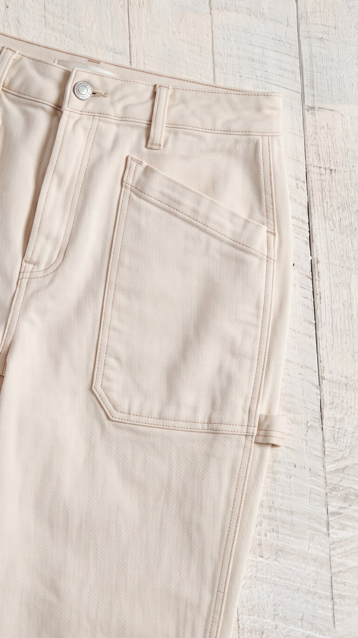 Risen High Rise Straight Turn Up Cuffed Patch Pocket Detail Pants — Front pocket detail
