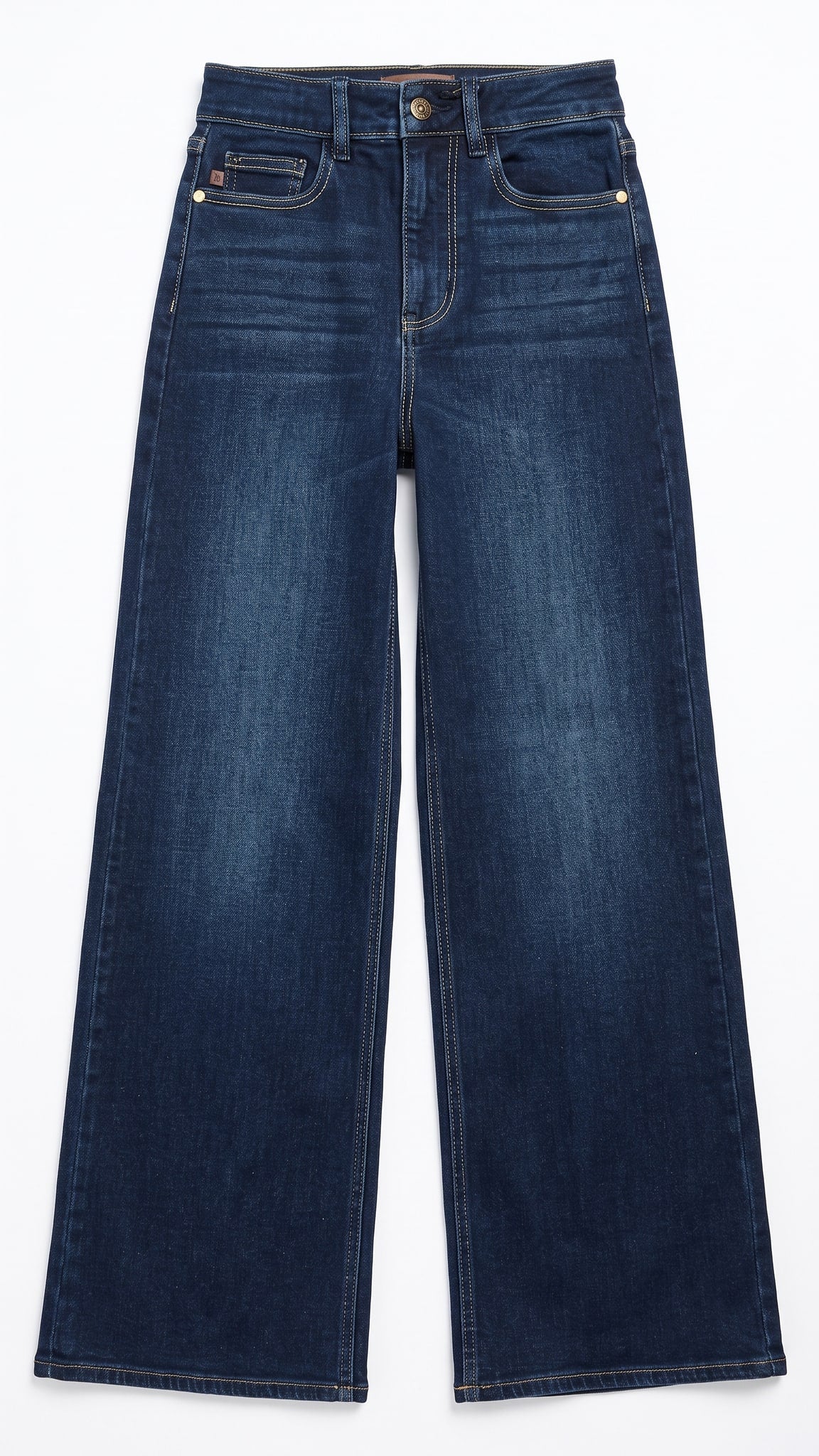 Judy Blue High Waisted LUX Retro Wide Leg Jeans | Dark Twilight Blue — Front view