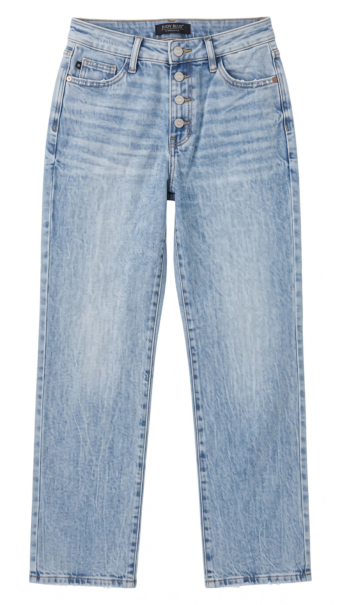 Judy Blue Mid Rise Rigid Magic Straight | Medium Wash — Front view