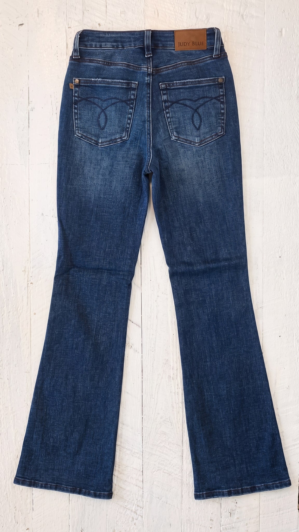 Judy Blue High Waisted Tummy Control Bootcut | Dark Wash — Back view