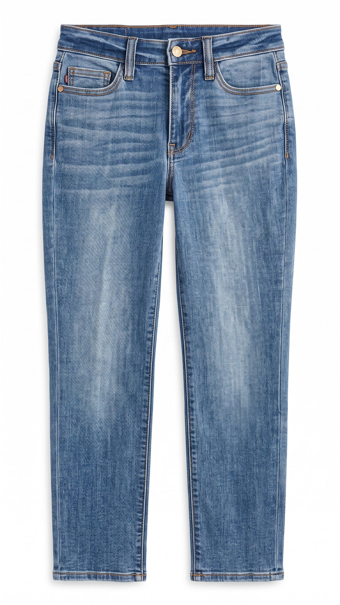 Mid Rise Cuffed Skinny Capri — Front view