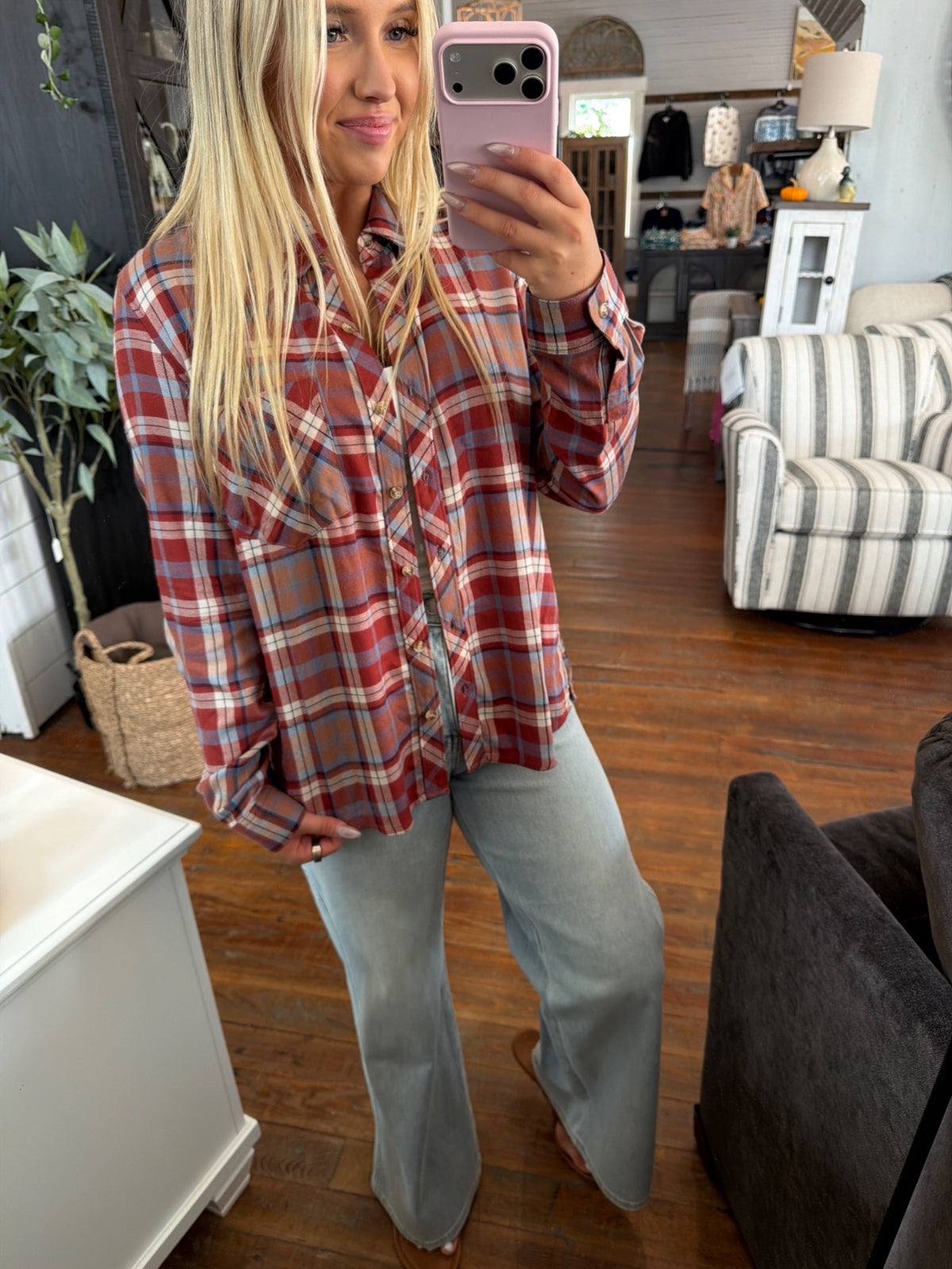 Be Cool Plaid Flannel Shirt | Sienna — Worn by model