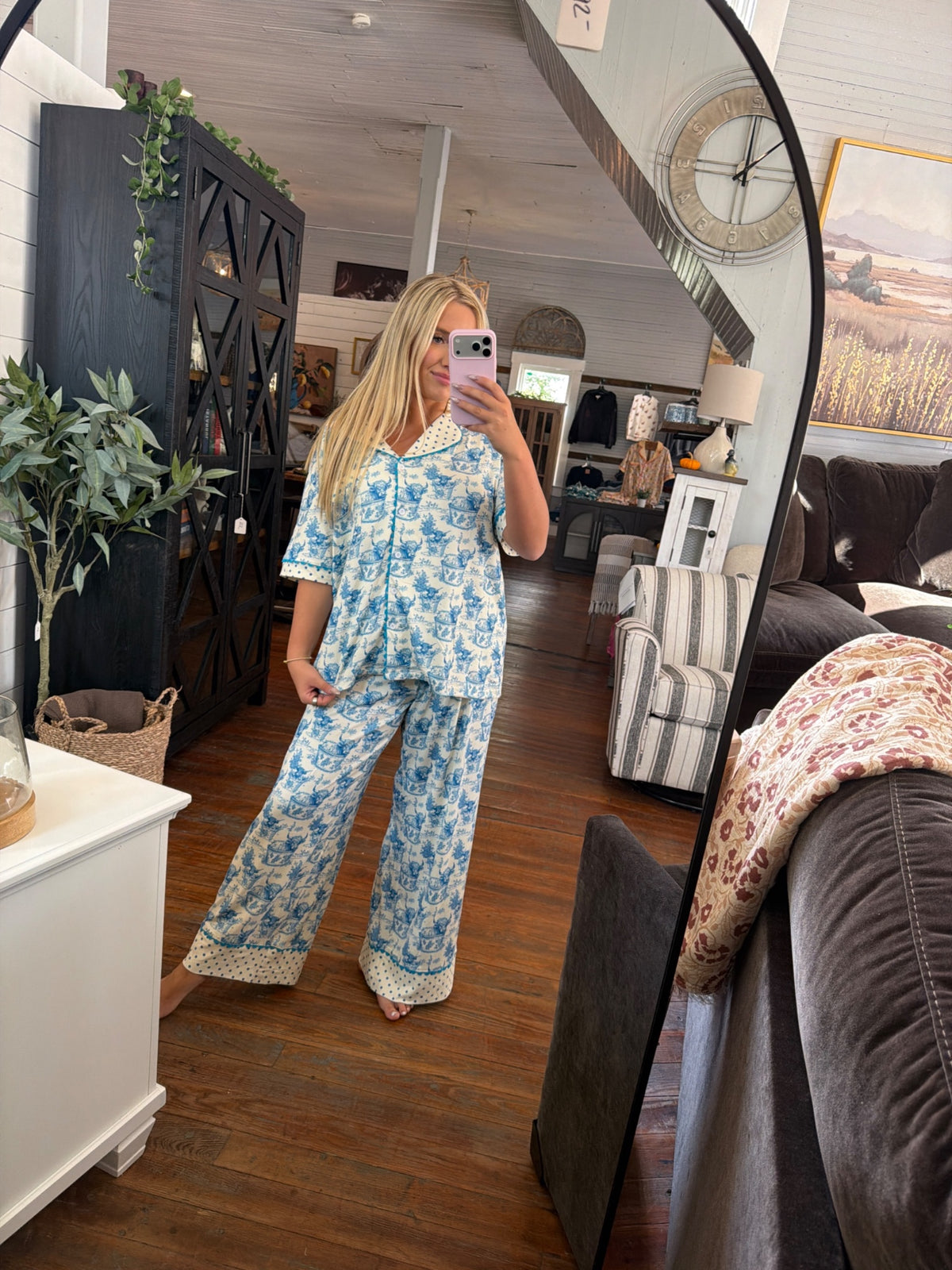 Farm Girl Luxe PJ Set | Highland Cow — Worn by model