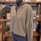 Notch Neck Crop Top | Mocha — Angled view on mannequin