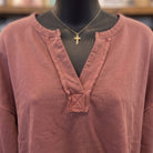 Notch Neck Crop Top | Terracotta — Fabric and detail close-up