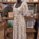 Floral Lace Midi Dress | Cream Multi — Angled view on mannequin