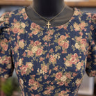 Floral Denim Mini Dress | Denim Multi — Fabric and detail close-up