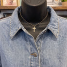 Basic Cropped Button-Down Shirt | Medium — Fabric and detail close-up