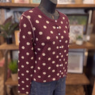 Reversible Polka Dot Sweater Cardigan | Merlot Oatmeal — Angled view