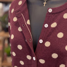 Reversible Polka Dot Sweater Cardigan | Merlot Oatmeal — Detail close-up