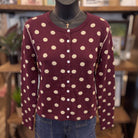 Reversible Polka Dot Sweater Cardigan | Merlot Oatmeal — Front view