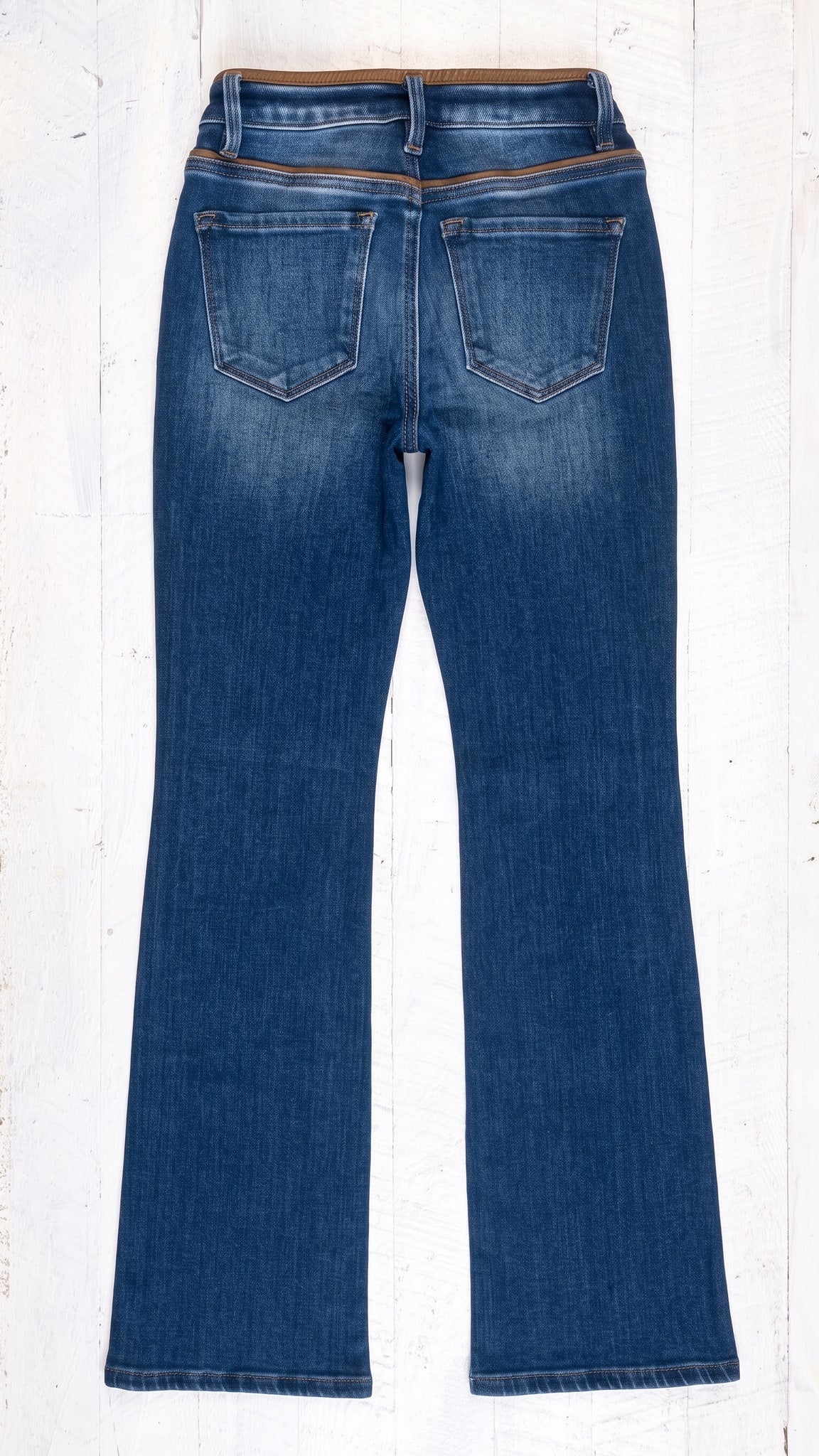 Risen Mid Rise Bootcut Jeans | Dark — Back view