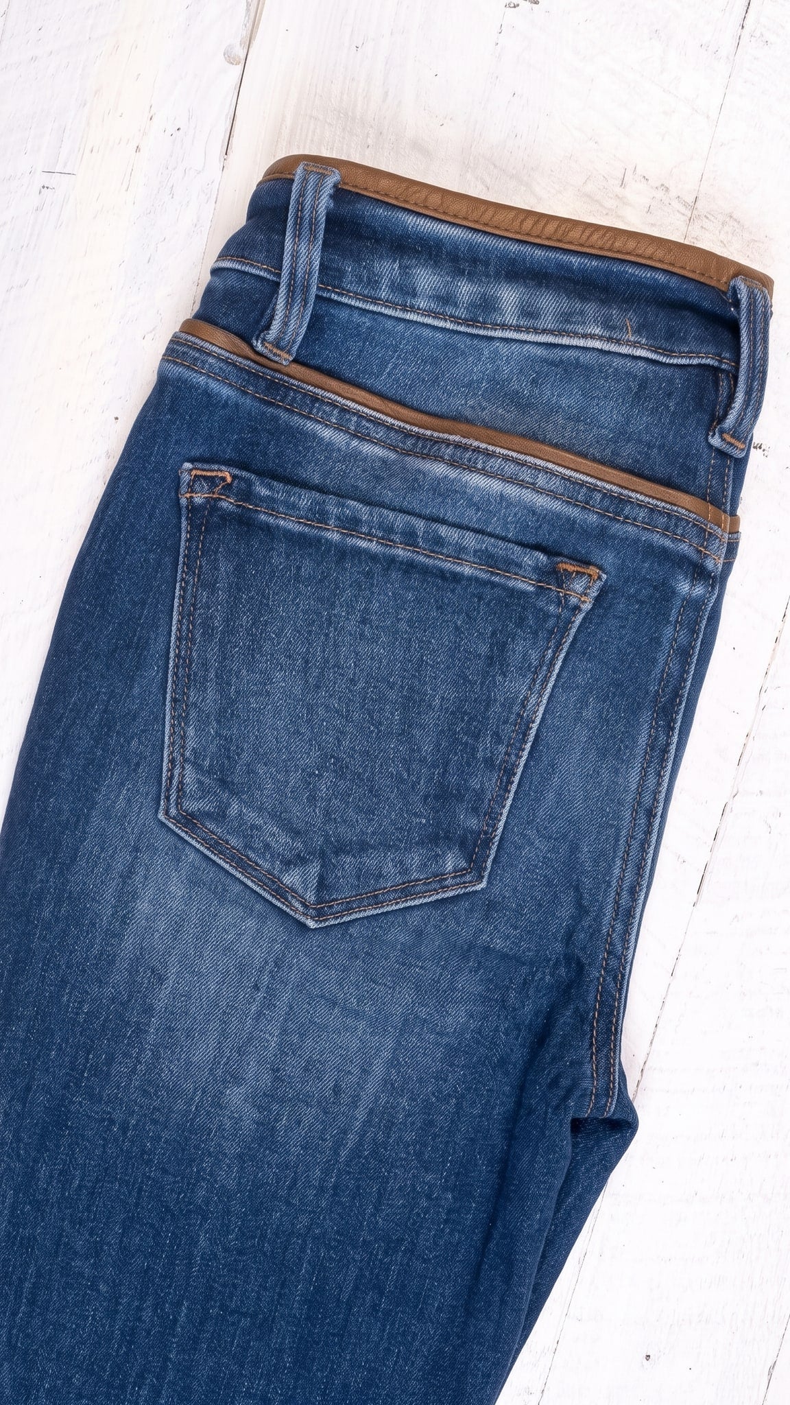 Risen Mid Rise Bootcut Jeans | Dark — Back pocket detail