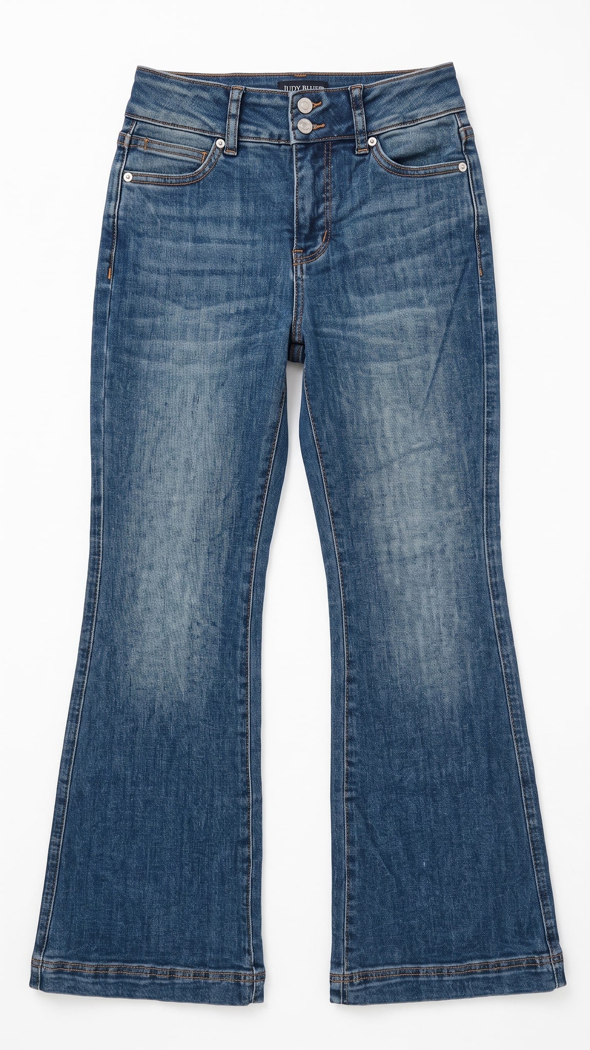 Judy Blue Petite Flare Jeans | Medium Wash — Front view
