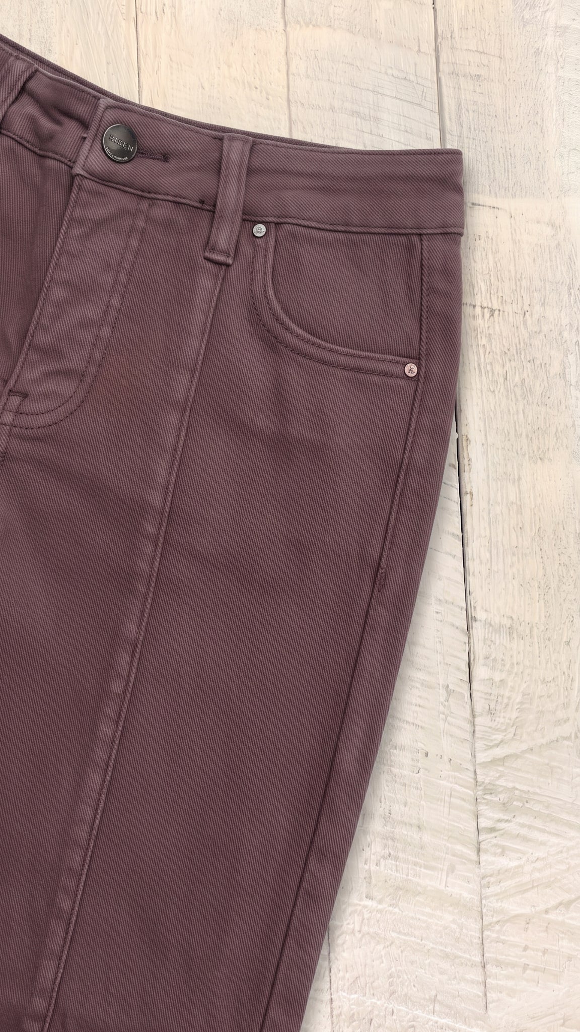 Risen Tummy Control Mid Rise Wide Leg Wide Hem Pants — Front pocket detail