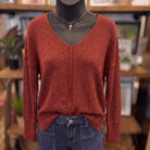 V-neck Center Seam Hi-low Sweater | Cabernet — Front view