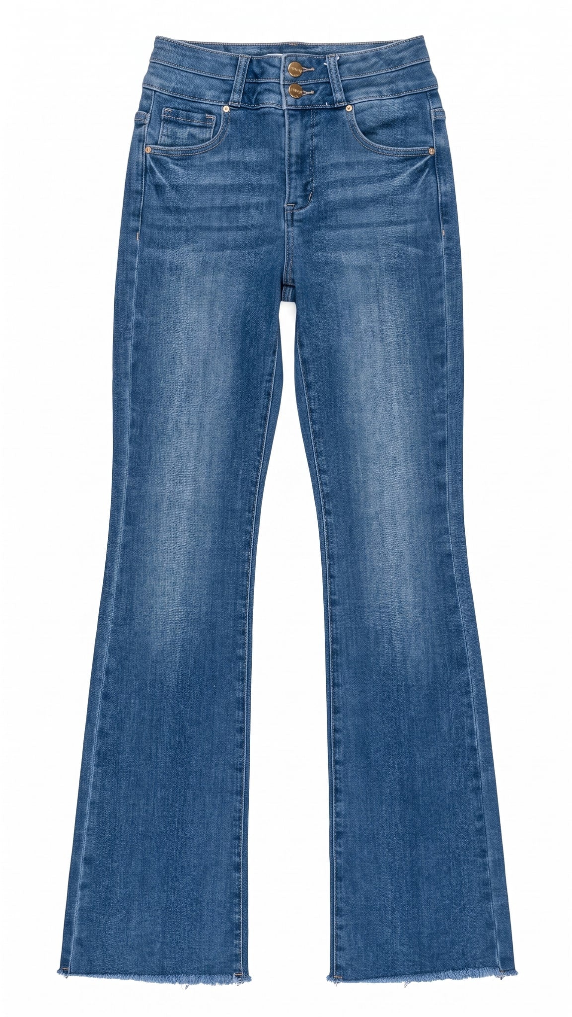 Risen High Rise Bootcut Double Waist Band Jeans | Medium — Front view
