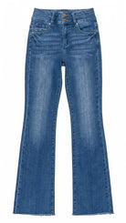 Risen High Rise Bootcut Double Waist Band Jeans | Medium — Front view