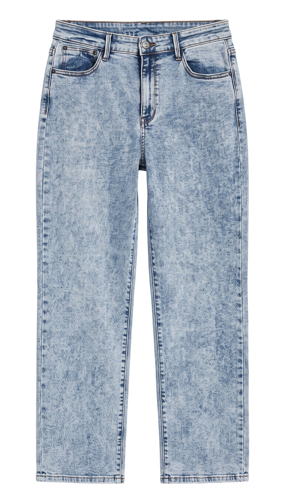 High Waist Stone Wash Straight Fit — Front view