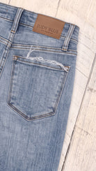 Judy Blue High Waisted Retro Wide | Medium Wash — Back pocket detail