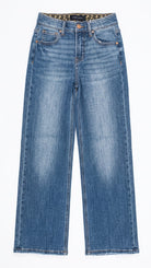 Risen Mid Rise Crop Wide Jeans | Dark — Front view