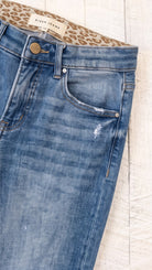Risen Distressed Wide Leg Jeans | Medium — Front pocket detail