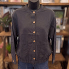 Light Buttondown Bomber Jacket with Front Pockets | Midnight — Front view on mannequin