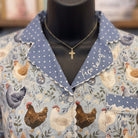 Farm Girl Luxe PJ Set | Free Range — Fabric and detail close-up