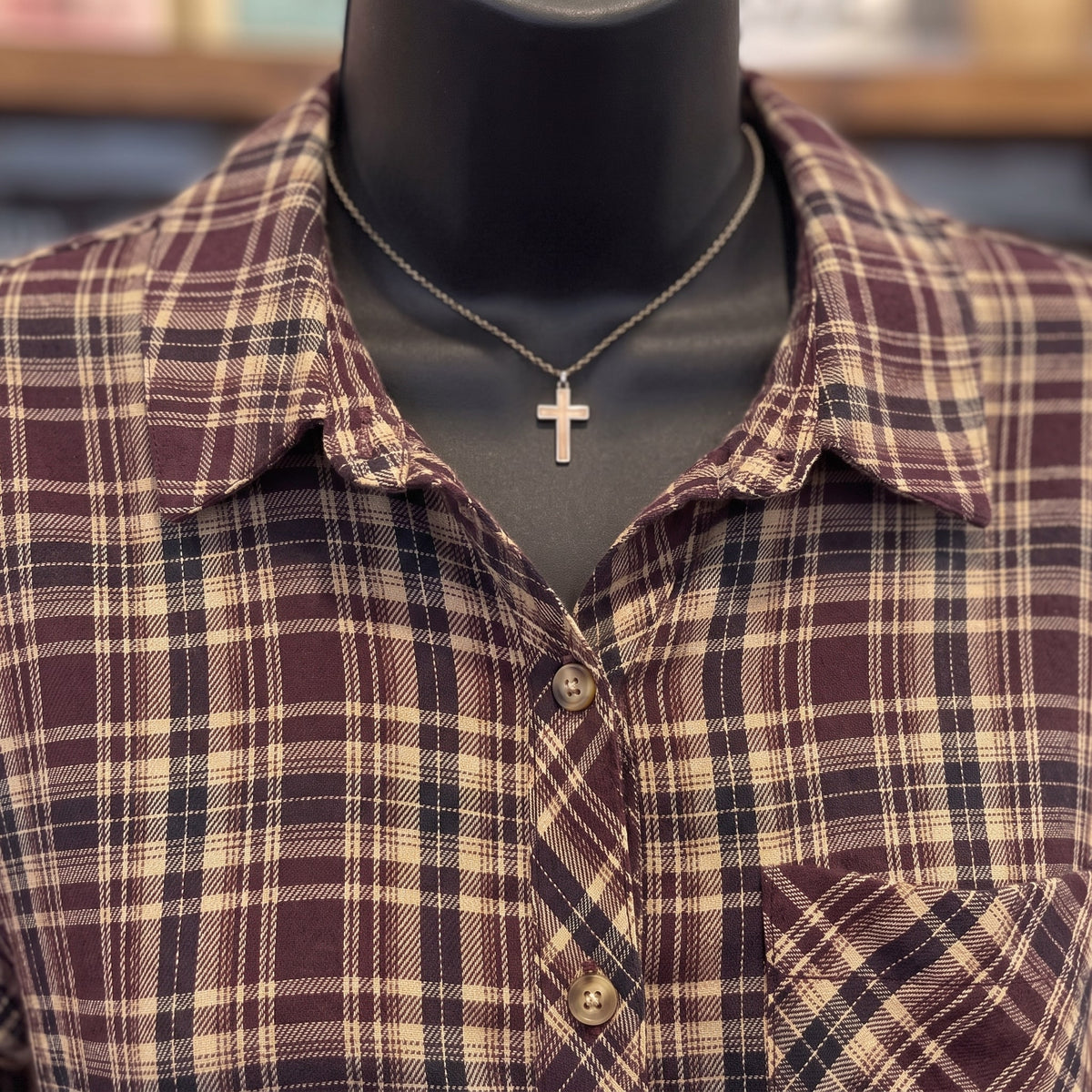 Be Cool Plaid Flannel Shirt | Plum — Detail close-up
