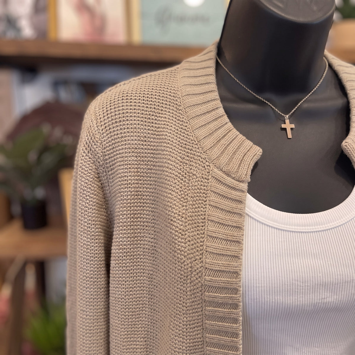 Be Cool Knit Cardigan | Stone — Detail close-up