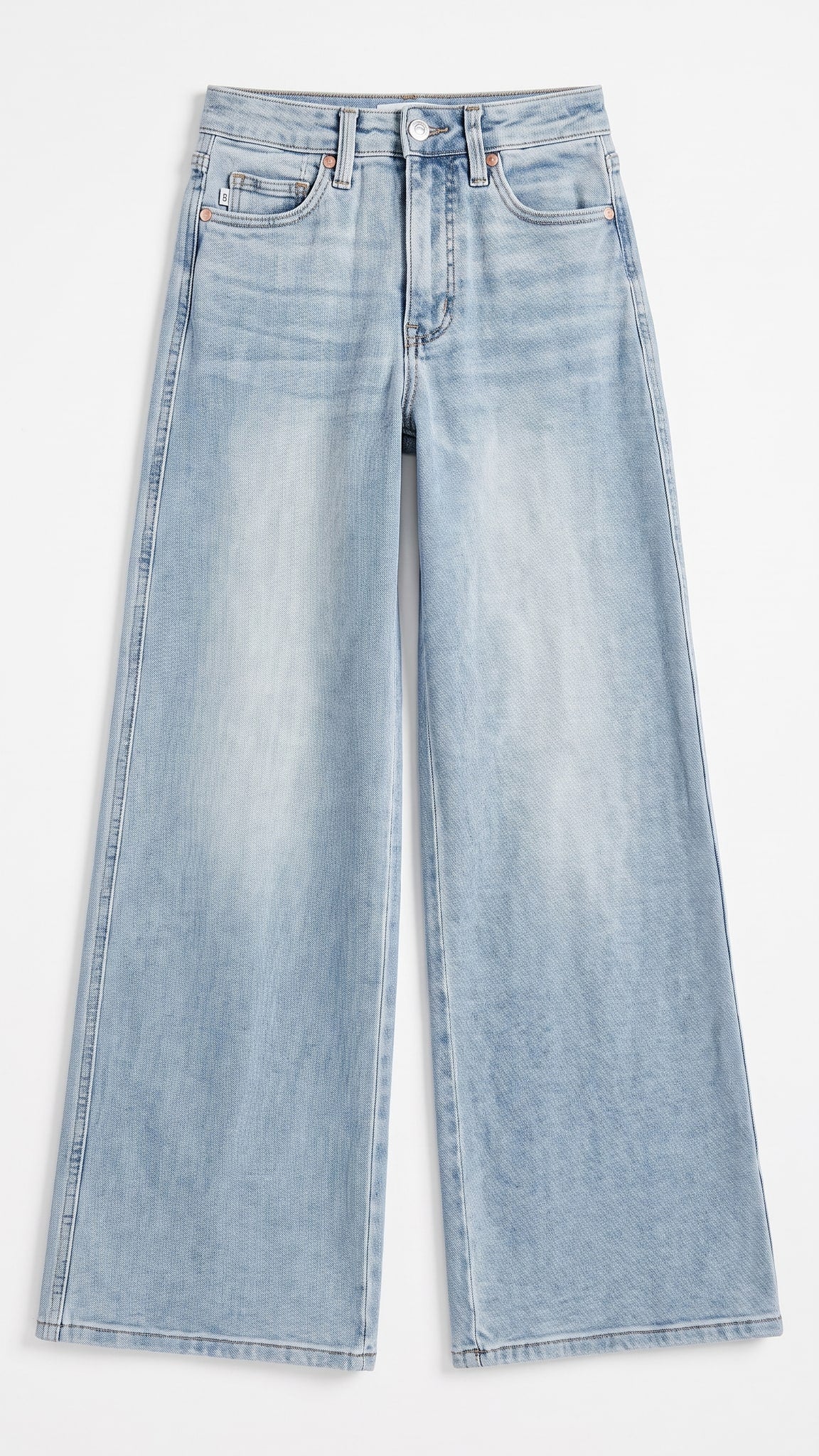 Judy Blue High Waisted Petite Retro Wide Leg with Curve Coin Pocket | Light — Front view