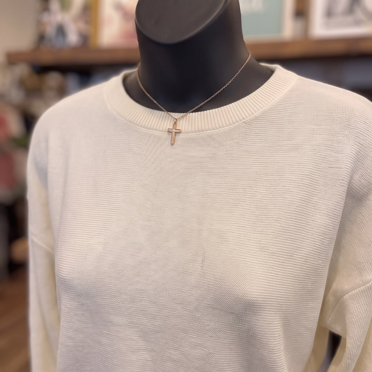 Be Cool Ultra Soft Dolman Sleeve Boat Neck Sweater Top | Off White — Detail close-up
