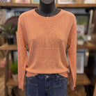 Be Cool Ultra Soft Dolman Sleeve Boat Neck Sweater Top | Peach — Front view on mannequin