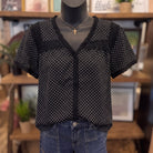 Delaney Polka Dot Lace Blouse | Black — Front view