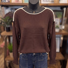 Marlowe Contrast Trim Sweater | Chocolate Brown — Front view