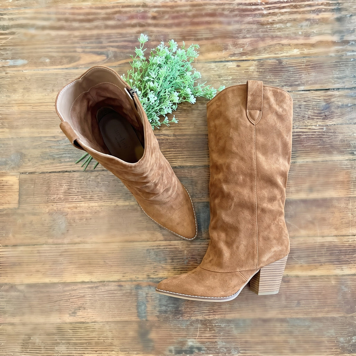 High Road Boot | Tobacco Faux Suede — Angled view
