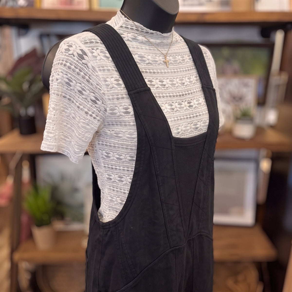 Golden Hour Romper | Black — Angled view
