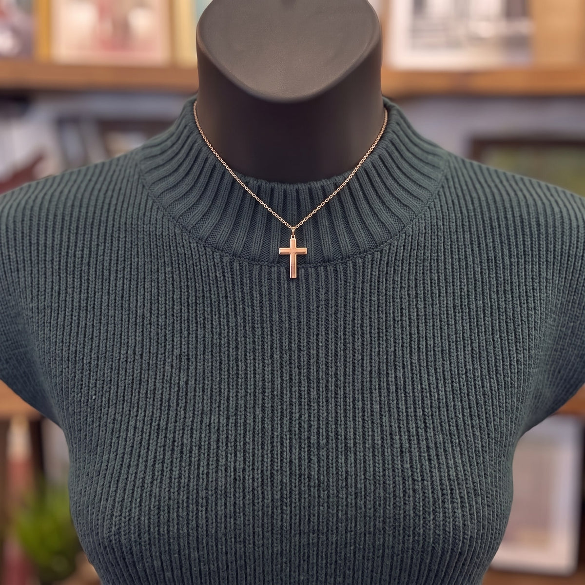 Mock Neck Extended Shoulder Knit Pullover Sweater | Forest Green — Detail close-up