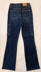 Judy Blue High Waisted Cargo Bootcut Jeans | Dark Wash — Back view