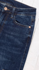 Judy Blue High Waisted Cargo Bootcut Jeans | Dark Wash — Front pocket detail